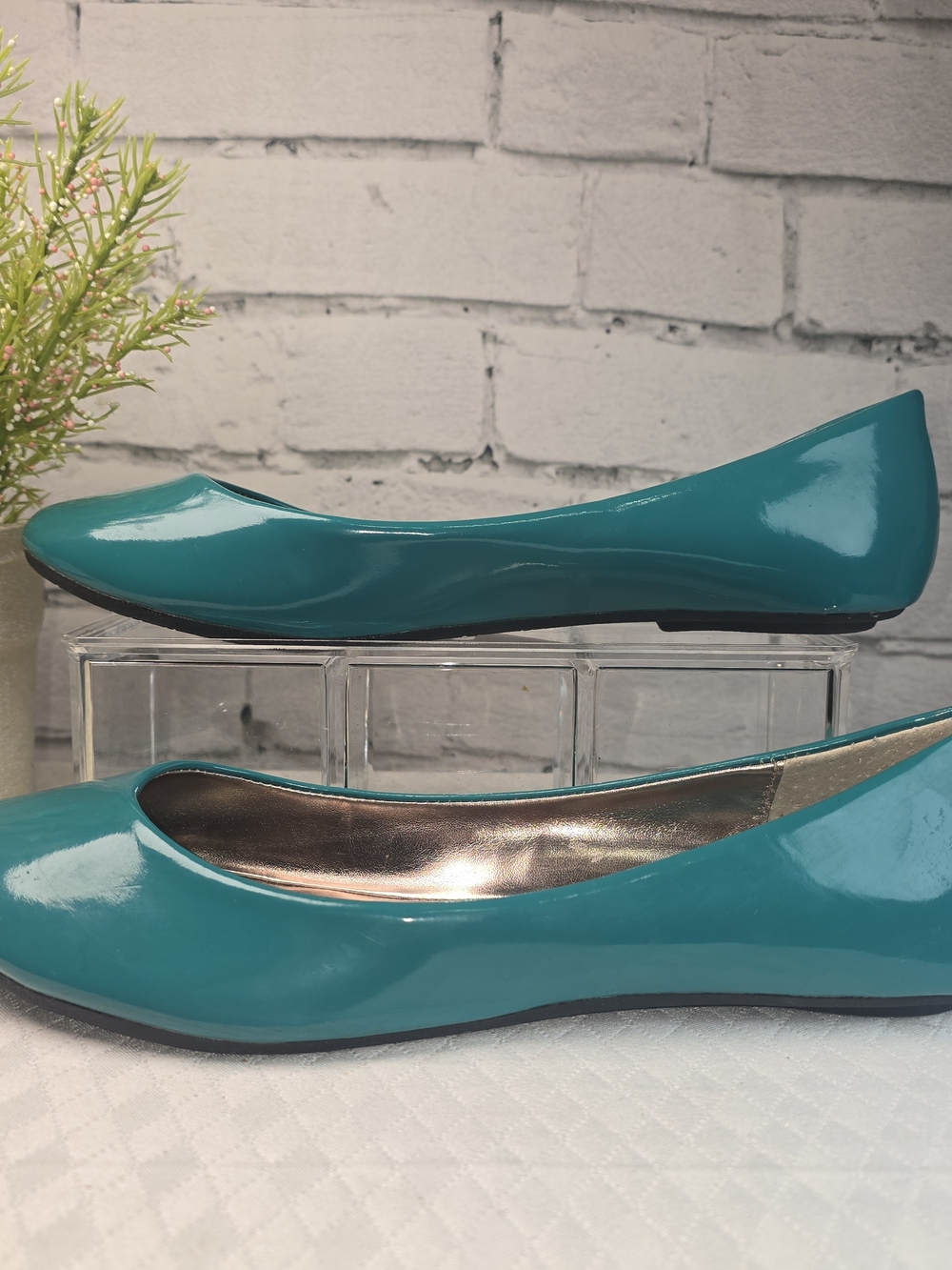 Steve Madden P-heaven ballet flat teal synthetic patent pointed-toe womens 9.5